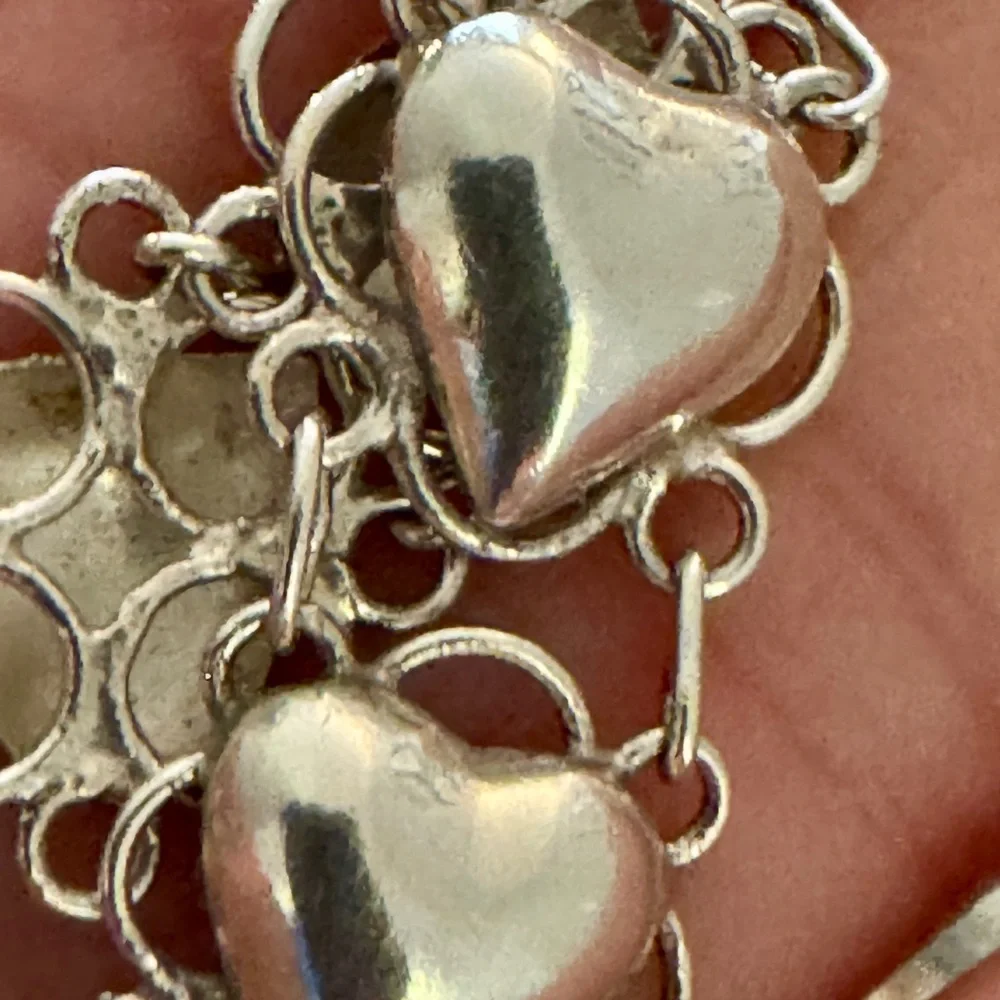Elegant 925 Silver Bubble Heart Bracelet 7” - Picture 7 of 9